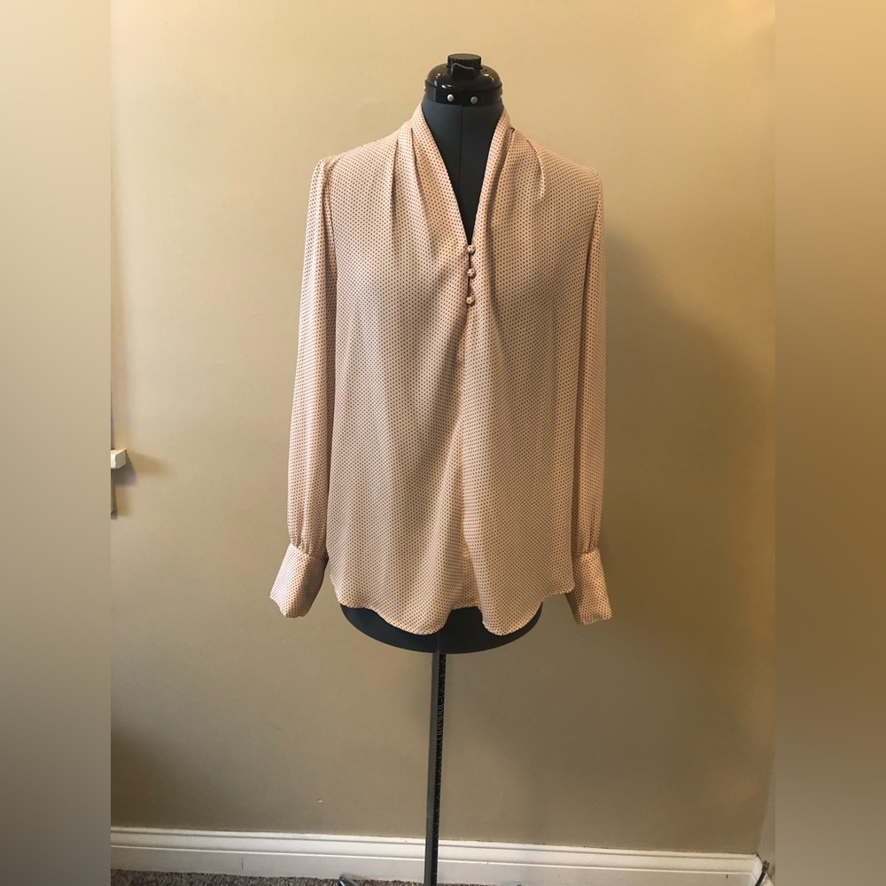 Blush Pink Black Polka Dot Blouse